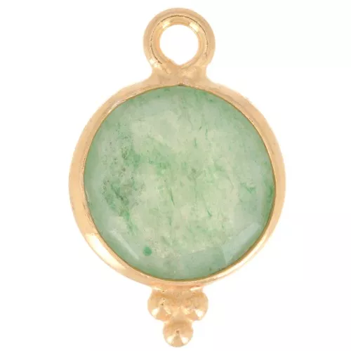 2x7mm 925 sterling silver Faceted Charm with Balls - Gold Plated - Aventurine x1