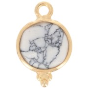 2x7mm 925 sterling silver Faceted Charm with Balls - Gold Plated - Howlite x1