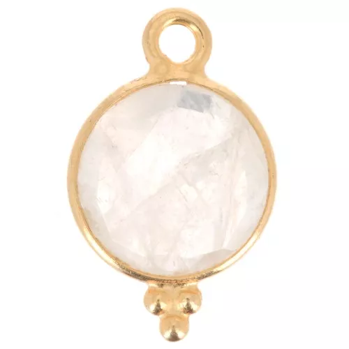 2x7mm 925 sterling silver Faceted Charm with Balls - Gold Plated - Moonstone x1