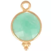 2x7mm 925 sterling silver Faceted Charm with Balls - Gold Plated - Amazonite x1