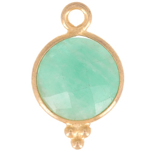 2x7mm 925 sterling silver Faceted Charm with Balls - Gold Plated - Amazonite x1