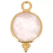 2x7mm 925 sterling silver Faceted Charm with Balls - Gold Plated - Rose Quartz x1