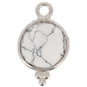 15x9mm 925 Sterling Silver Round faceted charm with balls - Howlite x1