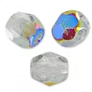 Fire Polished faceted round beads 4mm Crystal Vitrail x50