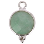 15x9mm 925 Sterling Silver Round faceted charm with balls - Amazonite x1|raw }}