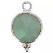 15x9mm 925 Sterling Silver Round faceted charm with balls - Amazonite x1