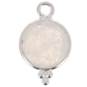 15x9mm 925 Sterling Silver Round faceted charm with balls - Moonstone x1