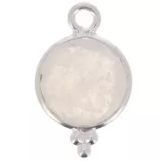 15x9mm 925 Sterling Silver Round faceted charm with balls - Moonstone x1