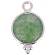 15x9mm 925 Sterling Silver Round faceted charm with balls - Aventurine x1|raw }}