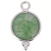 15x9mm 925 Sterling Silver Round faceted charm with balls - Aventurine x1
