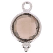 15x9mm 925 Sterling Silver Round faceted charm with balls - Smoky Quartz x1|raw }}