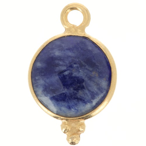 15x9mm 925 Sterling Silver Faceted charm with balls - Gold Plated - Sodalite x1