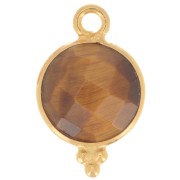 15x9mm 925 Sterling Silver Faceted charm with balls - Gold Plated - Tiger Eye x1|raw }}