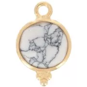 15x9mm 925 Sterling Silver Faceted charm with balls - Gold Plated - Howlite x1