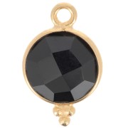 15x9mm 925 Sterling Silver Faceted charm with balls - Gold Plated - Black Onyx x1|raw }}