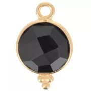15x9mm 925 Sterling Silver Faceted charm with balls - Gold Plated - Black Onyx x1