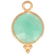 15x9mm 925 Sterling Silver Faceted charm with balls - Gold Plated - Amazonite x1|raw }}