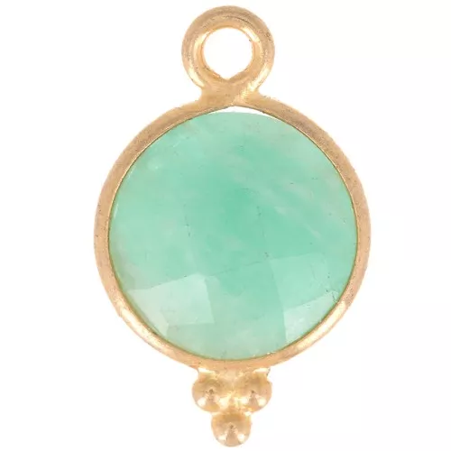 15x9mm 925 Sterling Silver Faceted charm with balls - Gold Plated - Amazonite x1
