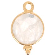 15x9mm 925 Sterling Silver Faceted charm with balls - Gold Plated - Moonstone x1