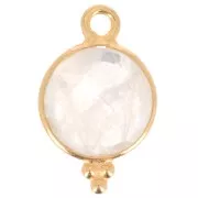15x9mm 925 Sterling Silver Faceted charm with balls - Gold Plated - Moonstone x1