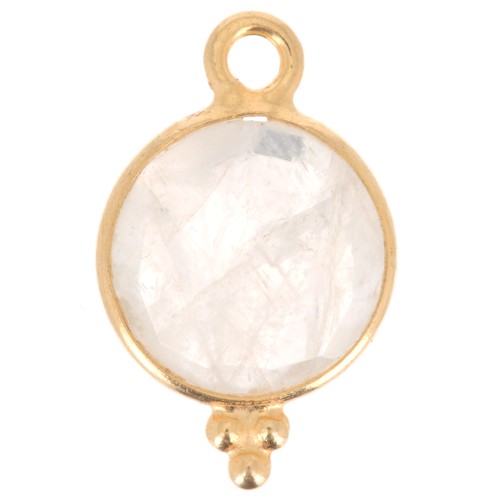 15x9mm 925 Sterling Silver Faceted charm with balls - Gold Plated - Moonstone x1
