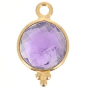 15x9mm 925 Sterling Silver Faceted charm with balls - Gold Plated - Amethyst x1|raw }}