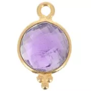 15x9mm 925 Sterling Silver Faceted charm with balls - Gold Plated - Amethyst x1