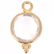 15x9mm 925 Sterling Silver Faceted charm with balls - Gold Plated - Rock Crystalx1|raw }}