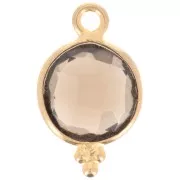 15x9mm 925 Sterling Silver Faceted charm with balls - Gold Plated - Smoky Quartzx1