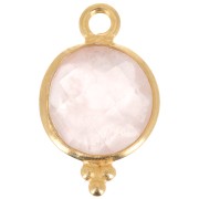 15x9mm 925 Sterling Silver Faceted charm with balls - Gold Plated - Rose Quartz x1|raw }}