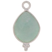 16x9mm 925 Sterling Silver faceted drop Charm with small balls - Amazonite x1|raw }}