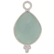 16x9mm 925 Sterling Silver faceted drop Charm with small balls - Amazonite x1