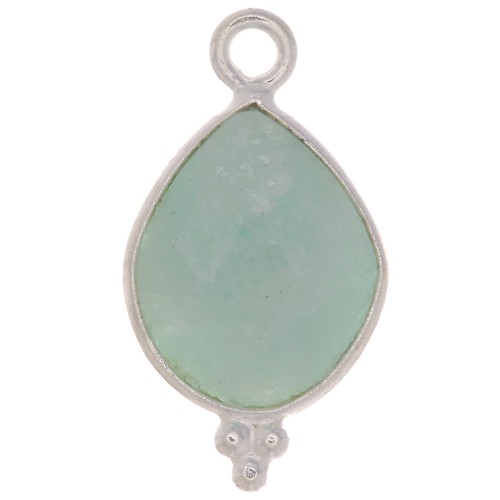 16x9mm 925 Sterling Silver faceted drop Charm with small balls - Amazonite x1