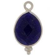 16x9mm 925 Sterling Silver faceted drop Charm with small balls - Sodalite x1|raw }}