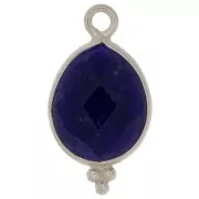 16x9mm 925 Sterling Silver faceted drop Charm with small balls - Sodalite x1