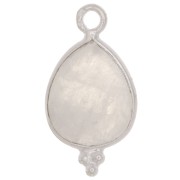 16x9mm 925 Sterling Silver faceted drop Charm with small balls - Moonstone x1|raw }}