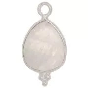 16x9mm 925 Sterling Silver faceted drop Charm with small balls - Moonstone x1