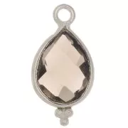 16x9mm 925 Sterling Silver faceted drop Charm with small balls - Smoky Quartz x1