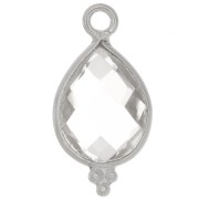 16x9mm 925 Sterling Silver faceted drop Charm with small balls - Crystal Rock x1