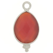 16x9mm 925 Sterling Silver faceted drop Charm with balls - imitation Cornaline x1|raw }}