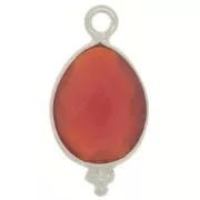 16x9mm 925 Sterling Silver faceted drop Charm with balls - imitation Cornaline x1