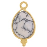 16x9mm 925 St Silver Faceted Charm with Balls - Gold Tone - Howlite x1|raw }}