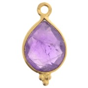 16x9mm 925 St Silver Faceted Charm with Balls - Gold Tone - Amethyst x1|raw }}