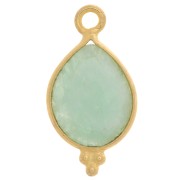 16x9mm 925 St Silver Faceted Charm with Balls - Gold Tone - Amazonite x1