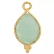 16x9mm 925 St Silver Faceted Charm with Balls - Gold Tone - Amazonite x1