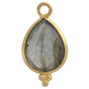 16x9mm 925 St Silver Faceted Charm with Balls - Gold Tone - Labradorite x1|raw }}