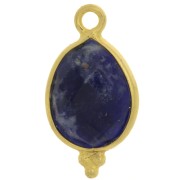 16x9mm 925 St Silver Faceted Charm with Balls - Gold Tone - Sodalite x1|raw }}