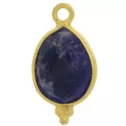 16x9mm 925 St Silver Faceted Charm with Balls - Gold Tone - Sodalite x1