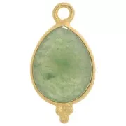 16x9mm 925 St Silver Faceted Charm with Balls - Gold Tone - Aventurine x1