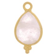 16x9mm 925 St Silver Faceted Charm with Balls - Gold Tone - Moonstone x1